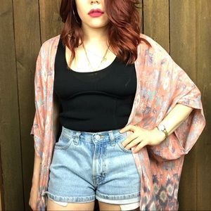 Pink Blush Open Front Fringed Maternity Kimono